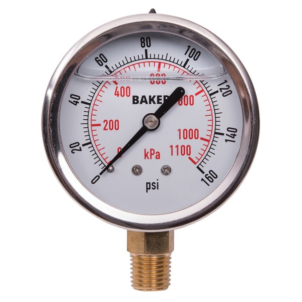 Baker Instruments AVNC-160P Pressure Gauge, 0-160 PSI AVNC-160P